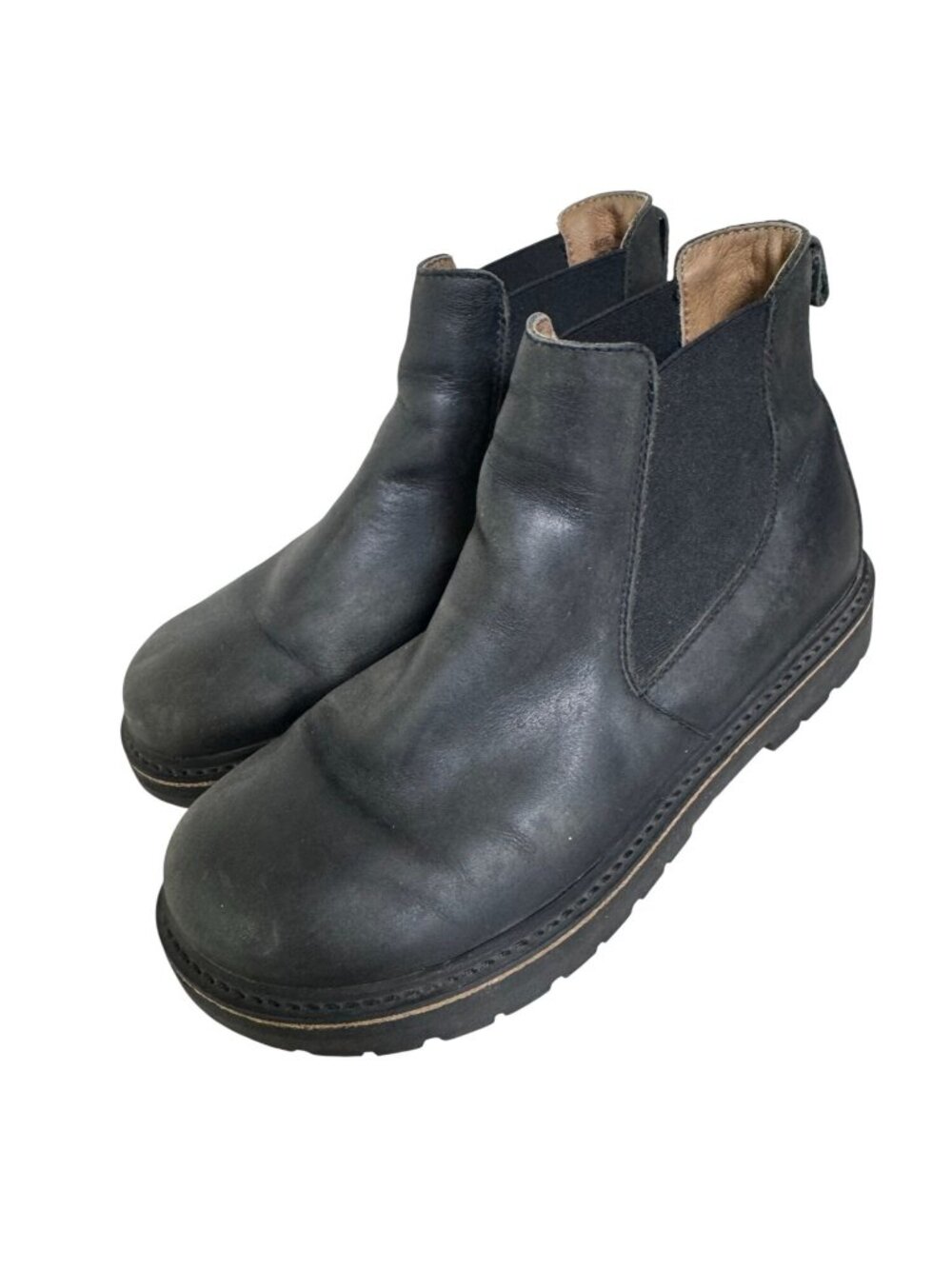 Birkenstock Black Leather Chelsea Boots EU 38 Womens size 7-7.5 Slip On Comfort